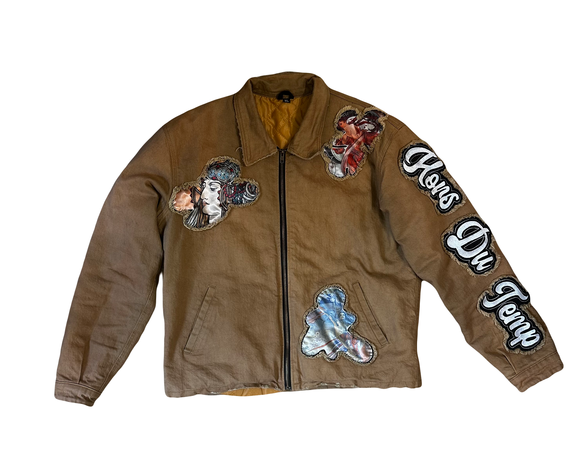 Distressed Patches Work Jacket Brown